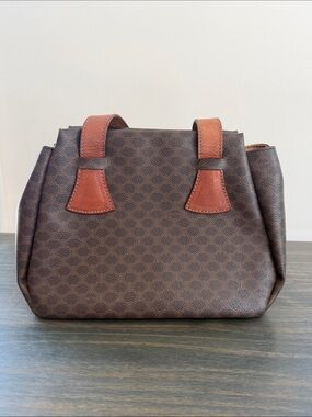 Celine Brown Monogram Tote with Tan Leather Handles